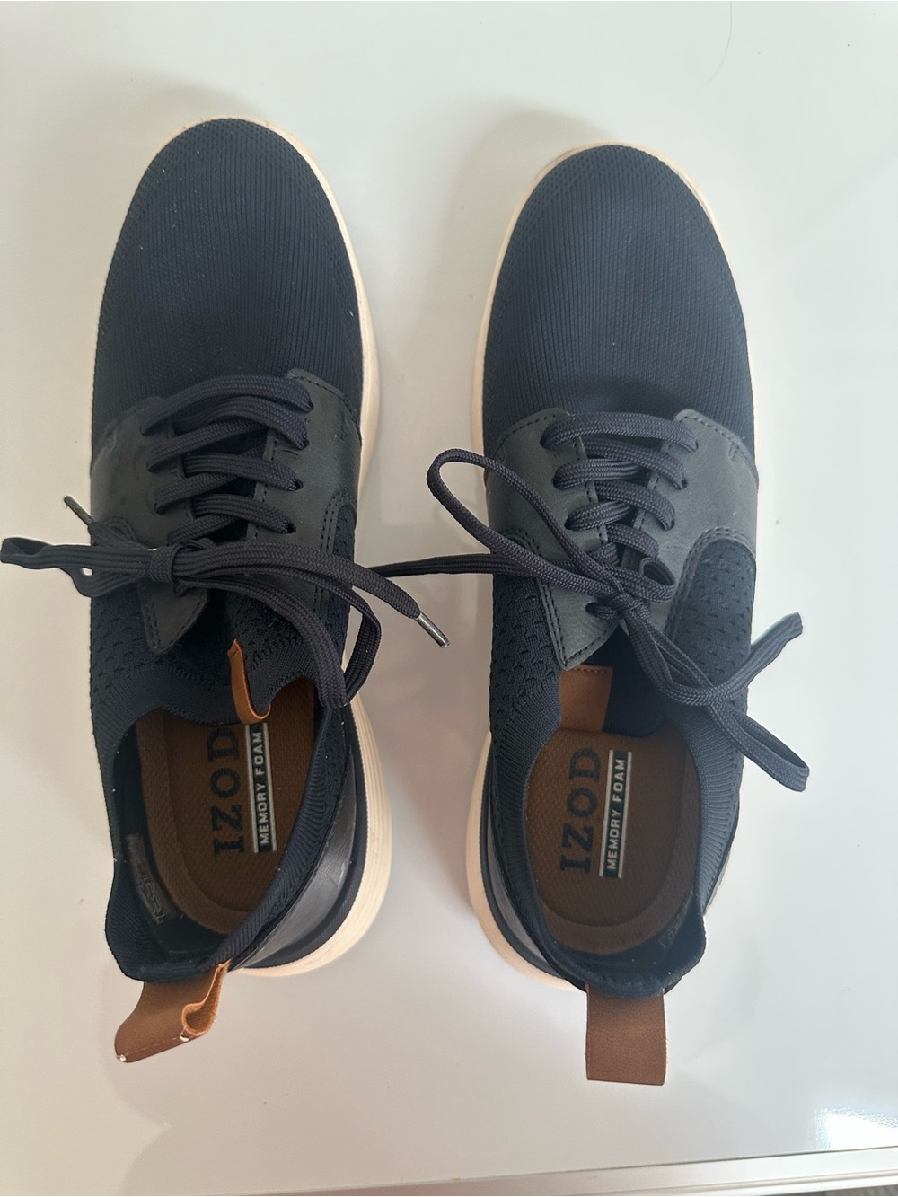 Izod Navy and Tan Knit Lace-Up Men’s Sneakers
